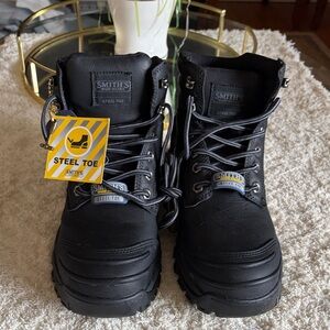 Smith's Men’s Steel Toe Work Boots - Black